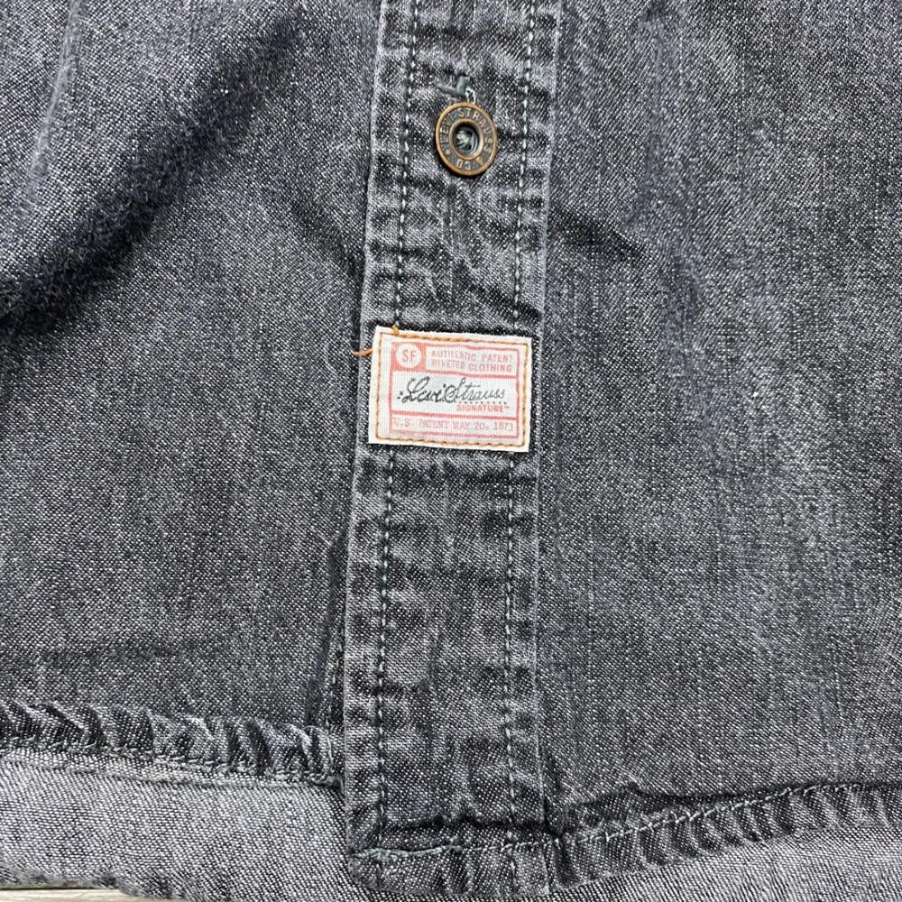 Levi Strauss Denim Shirt Mens M Black Long Sleeve Metal Button Up Workwear